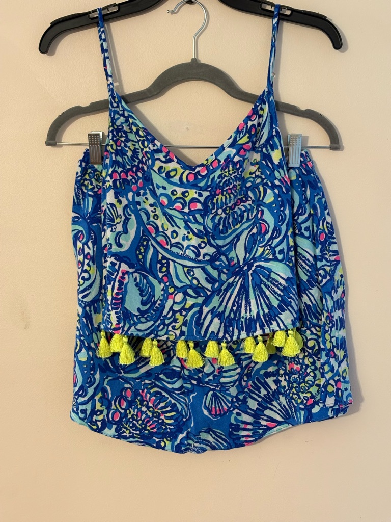 Lilly Pulitzer Blue Multi Floral Print Top And Matching Skort